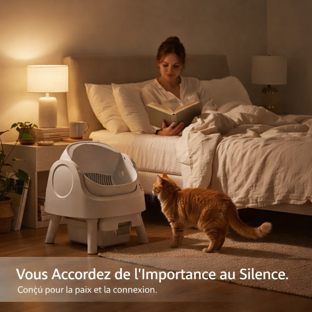 Litière Automatique — Bac à litière connecté auto-nettoyant, design silencieux