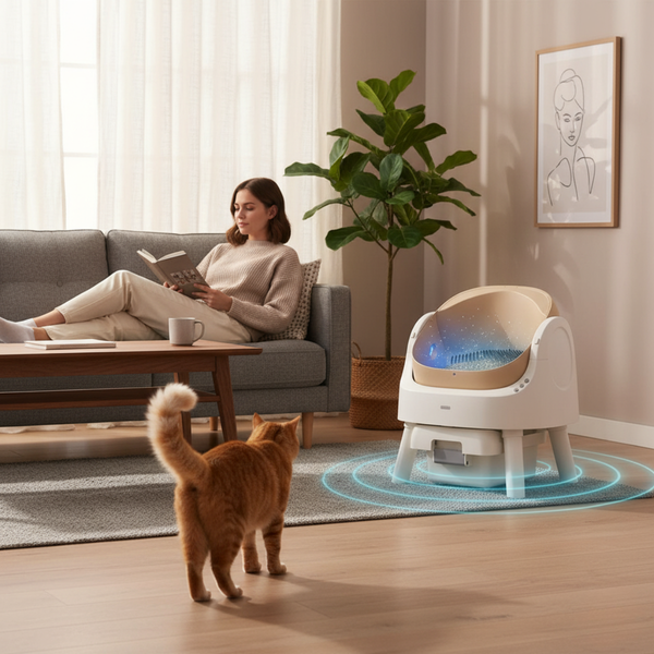 Litière Automatique — Bac à litière connecté auto-nettoyant, design silencieux