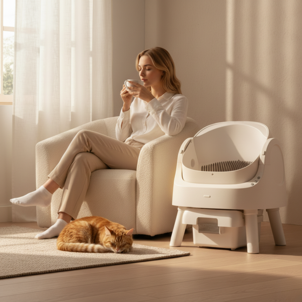 Litière Automatique — Bac à litière connecté auto-nettoyant, design silencieux